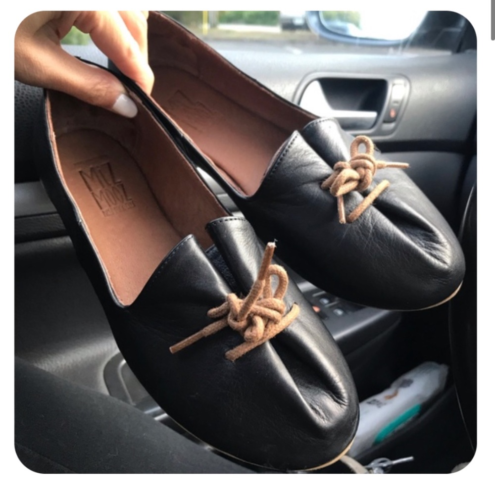 Miz Mooz April Flats in Black Leather